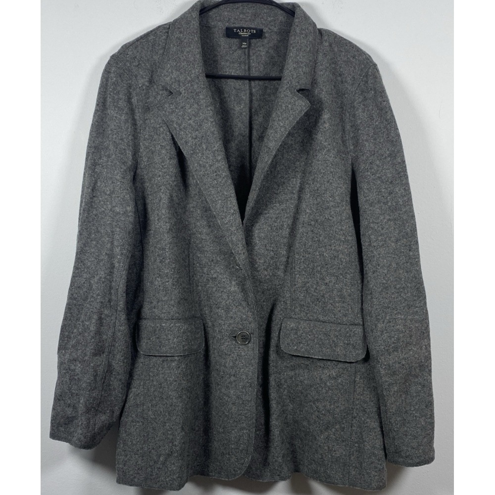 Talbots Woman Gray‎ Light Wool Nylon Blend Careerwear Blazer Jacket Size 14W